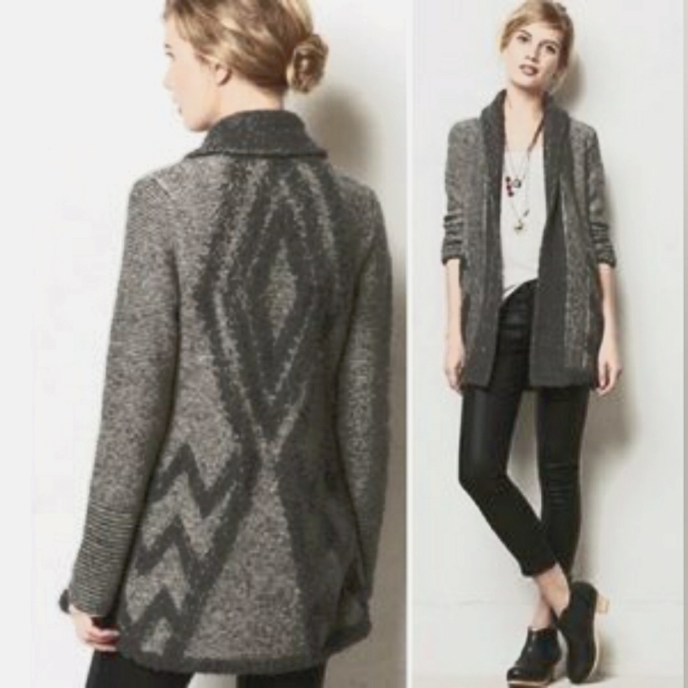 Anthropologie Angel of the North aztec diamond cardigan wool blend